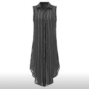 Sleeveless long stripe blouse